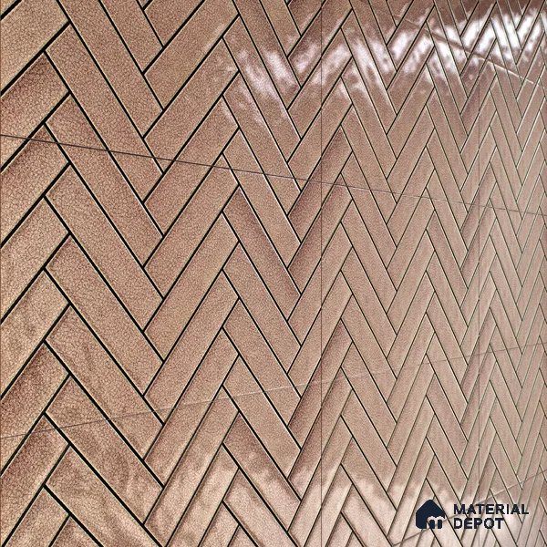 Faux Subway Wall Tile TL 04684 F Herringbone Solara Lush Pink 2 ft x 1 ft Ceramic Glossy Finish - 9 mm | Suitable For Kitchen, Bathroom Walls and Backsplashes | Please Expect a Slight Variation of Pattern (Sample)
