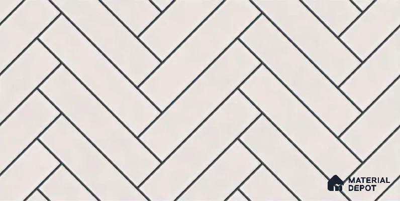 Faux Subway Wall Tile TL 04684 Herringbone Solara Echo White 2 ft x 1 ft Ceramic Glossy Finish - 9 mm | Suitable For Kitchen, Bathroom Walls and Backsplashes | Please Expect a Slight Variation of Pattern