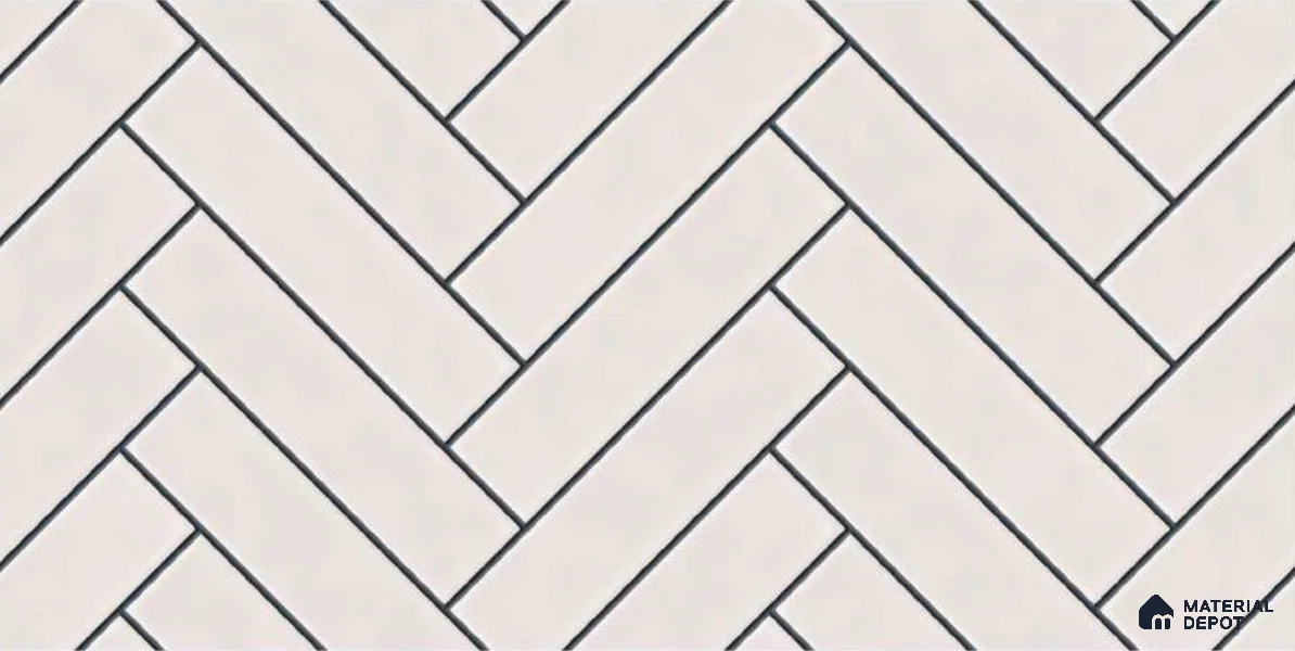 Faux Subway Wall Tile TL 04684 Herringbone Solara Echo White 2 ft x 1 ft Ceramic Glossy Finish - 9 mm | Suitable For Kitchen, Bathroom Walls and Backsplashes | Please Expect a Slight Variation of Pattern