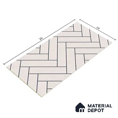 Faux Subway Wall Tile TL 04684 Herringbone Solara Echo White 2 ft x 1 ft Ceramic Glossy Finish - 9 mm | Suitable For Kitchen, Bathroom Walls and Backsplashes | Please Expect a Slight Variation of Pattern
