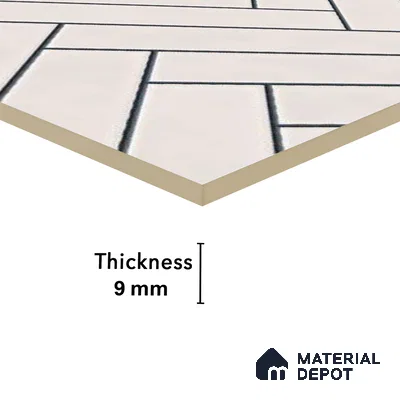 Faux Subway Wall Tile TL 04684 Herringbone Solara Echo White 2 ft x 1 ft Ceramic Glossy Finish - 9 mm | Suitable For Kitchen, Bathroom Walls and Backsplashes | Please Expect a Slight Variation of Pattern