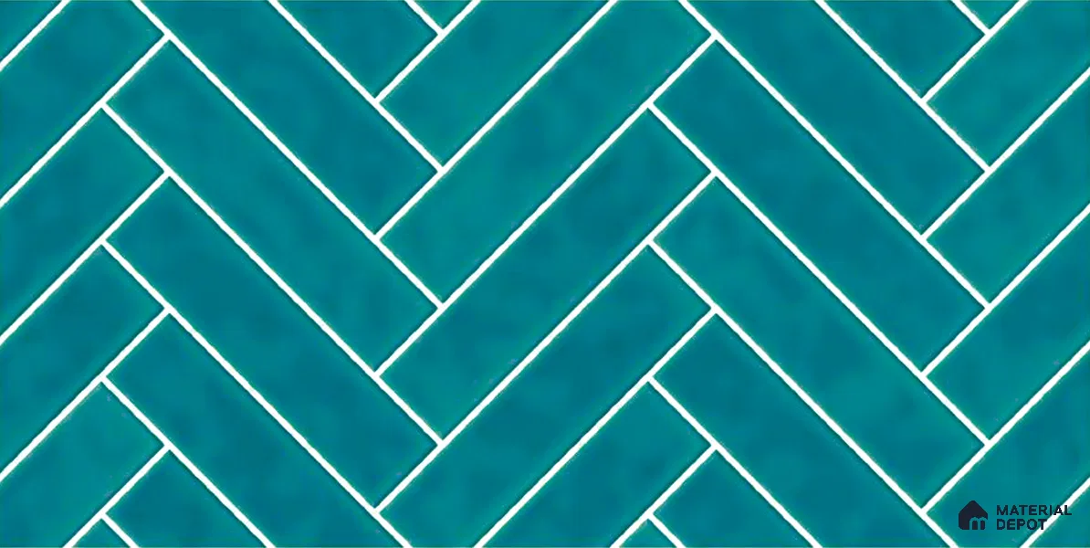 Faux Subway Wall Tile TL 04684 G Herringbone Solara Cobalt Blue 2 ft x 1 ft Ceramic Glossy Finish - 9 mm | Suitable For Kitchen, Bathroom Walls and Backsplashes | Please Expect a Slight Variation of Pattern (Sample)