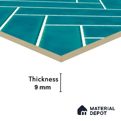 Faux Subway Wall Tile TL 04684 G Herringbone Solara Cobalt Blue 2 ft x 1 ft Ceramic Glossy Finish - 9 mm | Suitable For Kitchen, Bathroom Walls and Backsplashes | Please Expect a Slight Variation of Pattern (Sample)