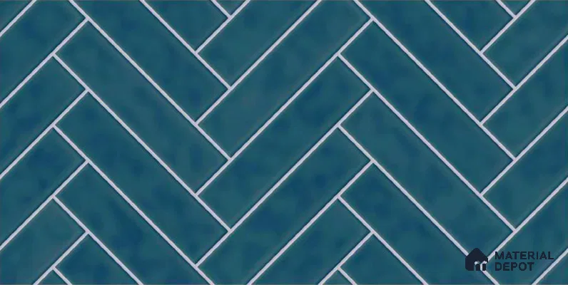 Faux Subway Wall Tile TL 04684 H Herringbone Solara Lake Blue 2 ft x 1 ft Ceramic Glossy Finish - 9 mm | Suitable For Kitchen, Bathroom Walls and Backsplashes | Please Expect a Slight Variation of Pattern