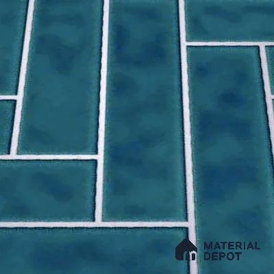 Faux Subway Wall Tile TL 04684 H Herringbone Solara Lake Blue 2 ft x 1 ft Ceramic Glossy Finish - 9 mm | Suitable For Kitchen, Bathroom Walls and Backsplashes | Please Expect a Slight Variation of Pattern