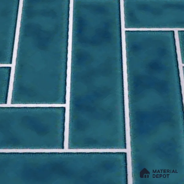 Faux Subway Wall Tile TL 04684 H Herringbone Solara Lake Blue 2 ft x 1 ft Ceramic Glossy Finish - 9 mm | Suitable For Kitchen, Bathroom Walls and Backsplashes | Please Expect a Slight Variation of Pattern
