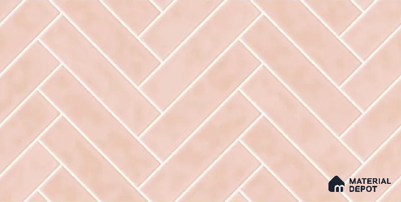 Faux Subway Wall Tile TL 04684 I Herringbone Solara Norvegia Pink 2 ft x 1 ft Ceramic Glossy Finish - 9 mm | Suitable For Kitchen, Bathroom Walls and Backsplashes | Please Expect a Slight Variation of Pattern (Sample)