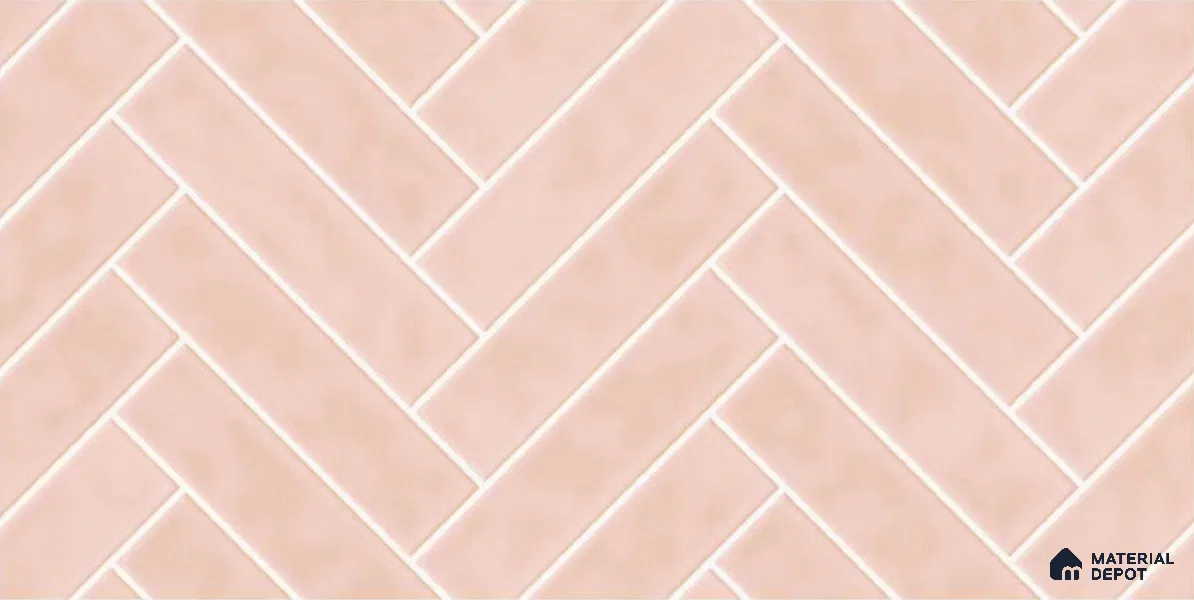 Faux Subway Wall Tile TL 04684 I Herringbone Solara Norvegia Pink 2 ft x 1 ft Ceramic Glossy Finish - 9 mm | Suitable For Kitchen, Bathroom Walls and Backsplashes | Please Expect a Slight Variation of Pattern (Sample)