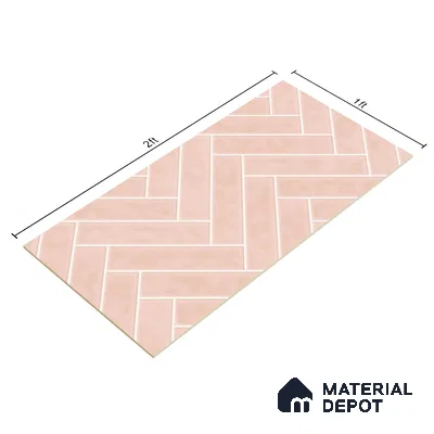Faux Subway Wall Tile TL 04684 I Herringbone Solara Norvegia Pink 2 ft x 1 ft Ceramic Glossy Finish - 9 mm | Suitable For Kitchen, Bathroom Walls and Backsplashes | Please Expect a Slight Variation of Pattern (Sample)