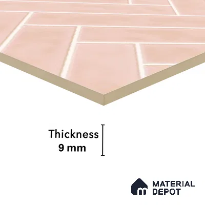 Faux Subway Wall Tile TL 04684 I Herringbone Solara Norvegia Pink 2 ft x 1 ft Ceramic Glossy Finish - 9 mm | Suitable For Kitchen, Bathroom Walls and Backsplashes | Please Expect a Slight Variation of Pattern (Sample)