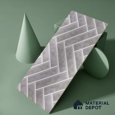 Faux Subway Wall Tile TL 04684 J Herringbone Solara Avorio Crema 2 ft x 1 ft Ceramic Glossy Finish - 9 mm | Suitable For Kitchen, Bathroom Walls and Backsplashes | Please Expect a Slight Variation of Pattern