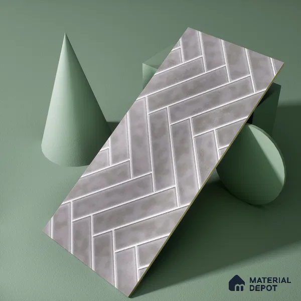 Faux Subway Wall Tile TL 04684 J Herringbone Solara Avorio Crema 2 ft x 1 ft Ceramic Glossy Finish - 9 mm | Suitable For Kitchen, Bathroom Walls and Backsplashes | Please Expect a Slight Variation of Pattern