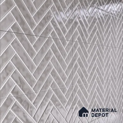 Faux Subway Wall Tile TL 04684 J Herringbone Solara Avorio Crema 2 ft x 1 ft Ceramic Glossy Finish - 9 mm | Suitable For Kitchen, Bathroom Walls and Backsplashes | Please Expect a Slight Variation of Pattern