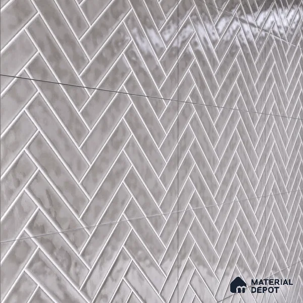 Faux Subway Wall Tile TL 04684 J Herringbone Solara Avorio Crema 2 ft x 1 ft Ceramic Glossy Finish - 9 mm | Suitable For Kitchen, Bathroom Walls and Backsplashes | Please Expect a Slight Variation of Pattern