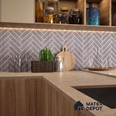 Faux Subway Wall Tile TL 04684 J Herringbone Solara Avorio Crema 2 ft x 1 ft Ceramic Glossy Finish - 9 mm | Suitable For Kitchen, Bathroom Walls and Backsplashes | Please Expect a Slight Variation of Pattern