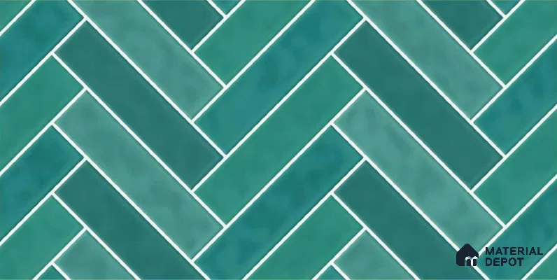 Faux Subway Wall Tile TL 04684 K Herringbone Solara Seafoam Green 2 ft x 1 ft Ceramic Glossy Finish - 9 mm | Suitable For Kitchen, Bathroom Walls and Backsplashes | Please Expect a Slight Variation of Pattern (Sample)