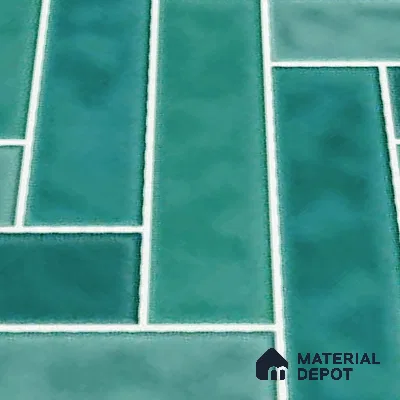 Faux Subway Wall Tile TL 04684 K Herringbone Solara Seafoam Green 2 ft x 1 ft Ceramic Glossy Finish - 9 mm | Suitable For Kitchen, Bathroom Walls and Backsplashes | Please Expect a Slight Variation of Pattern (Sample)