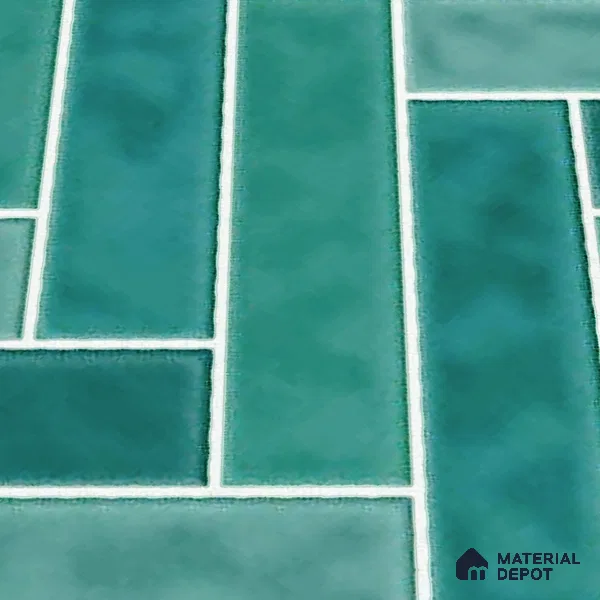Faux Subway Wall Tile TL 04684 K Herringbone Solara Seafoam Green 2 ft x 1 ft Ceramic Glossy Finish - 9 mm | Suitable For Kitchen, Bathroom Walls and Backsplashes | Please Expect a Slight Variation of Pattern (Sample)