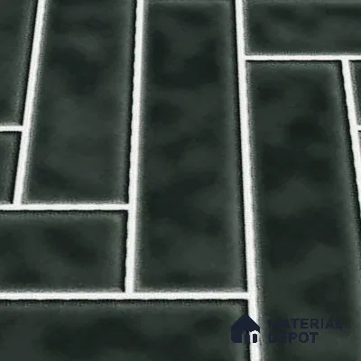 Faux Subway Wall Tile TL 04684 L Herringbone Solara Noir Black 2 ft x 1 ft Ceramic Glossy Finish - 9 mm | Suitable For Kitchen, Bathroom Walls and Backsplashes | Please Expect a Slight Variation of Pattern