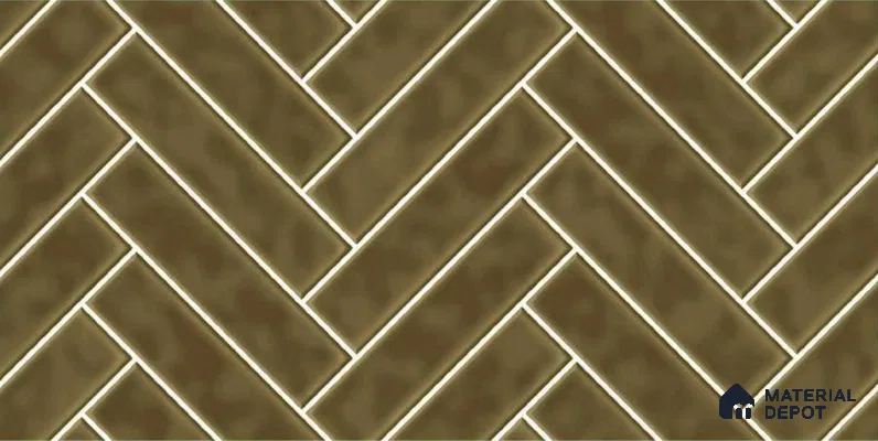 Faux Subway Wall Tile TL 04684 M Herringbone Solara Cocoa Brown 2 ft x 1 ft Ceramic Glossy Finish - 9 mm | Suitable For Kitchen, Bathroom Walls and Backsplashes | Please Expect a Slight Variation of Pattern (Sample)