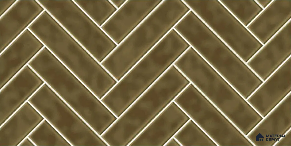 Faux Subway Wall Tile TL 04684 M Herringbone Solara Cocoa Brown 2 ft x 1 ft Ceramic Glossy Finish - 9 mm | Suitable For Kitchen, Bathroom Walls and Backsplashes | Please Expect a Slight Variation of Pattern (Sample)