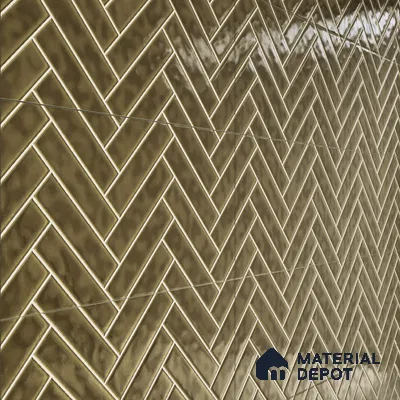 Faux Subway Wall Tile TL 04684 M Herringbone Solara Cocoa Brown 2 ft x 1 ft Ceramic Glossy Finish - 9 mm | Suitable For Kitchen, Bathroom Walls and Backsplashes | Please Expect a Slight Variation of Pattern (Sample)