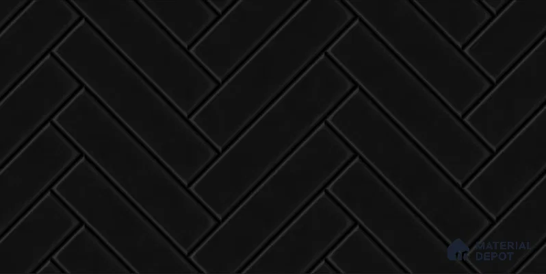 Faux Subway Wall Tile TL 04684 N Herringbone Solara Black Marquina 2 ft x 1 ft Ceramic Matte Finish - 9 mm | Suitable For Kitchen, Bathroom Walls and Backsplashes | Please Expect a Slight Variation of Pattern