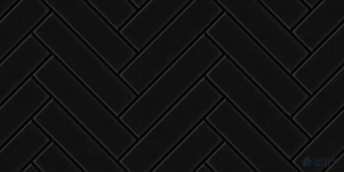 Faux Subway Wall Tile TL 04684 N Herringbone Solara Black Marquina 2 ft x 1 ft Ceramic Matte Finish - 9 mm | Suitable For Kitchen, Bathroom Walls and Backsplashes | Please Expect a Slight Variation of Pattern