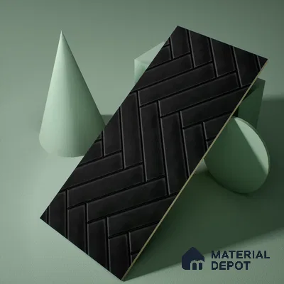 Faux Subway Wall Tile TL 04684 N Herringbone Solara Black Marquina 2 ft x 1 ft Ceramic Matte Finish - 9 mm | Suitable For Kitchen, Bathroom Walls and Backsplashes | Please Expect a Slight Variation of Pattern