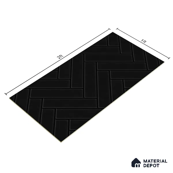 Faux Subway Wall Tile TL 04684 N Herringbone Solara Black Marquina 2 ft x 1 ft Ceramic Matte Finish - 9 mm | Suitable For Kitchen, Bathroom Walls and Backsplashes | Please Expect a Slight Variation of Pattern