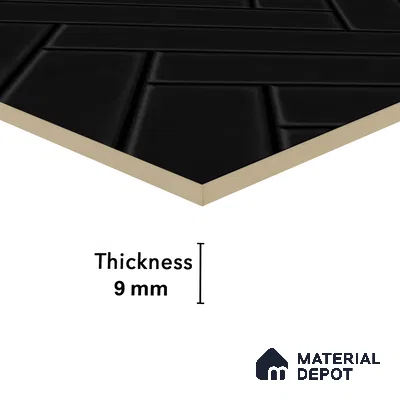 Faux Subway Wall Tile TL 04684 N Herringbone Solara Black Marquina 2 ft x 1 ft Ceramic Matte Finish - 9 mm | Suitable For Kitchen, Bathroom Walls and Backsplashes | Please Expect a Slight Variation of Pattern