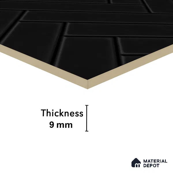 Faux Subway Wall Tile TL 04684 N Herringbone Solara Black Marquina 2 ft x 1 ft Ceramic Matte Finish - 9 mm | Suitable For Kitchen, Bathroom Walls and Backsplashes | Please Expect a Slight Variation of Pattern