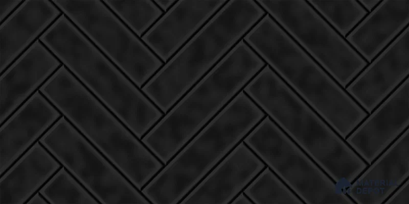 Faux Subway Wall Tile TL 04684 P Herringbone Solara Raven Shine 2 ft x 1 ft Ceramic Glossy Finish - 9 mm | Suitable For Kitchen, Bathroom Walls and Backsplashes | Please Expect a Slight Variation of Pattern