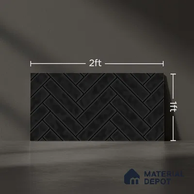 Faux Subway Wall Tile TL 04684 P Herringbone Solara Raven Shine 2 ft x 1 ft Ceramic Glossy Finish - 9 mm | Suitable For Kitchen, Bathroom Walls and Backsplashes | Please Expect a Slight Variation of Pattern