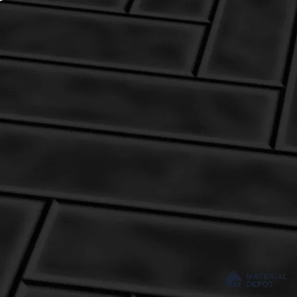 Faux Subway Wall Tile TL 04684 P Herringbone Solara Raven Shine 2 ft x 1 ft Ceramic Glossy Finish - 9 mm | Suitable For Kitchen, Bathroom Walls and Backsplashes | Please Expect a Slight Variation of Pattern