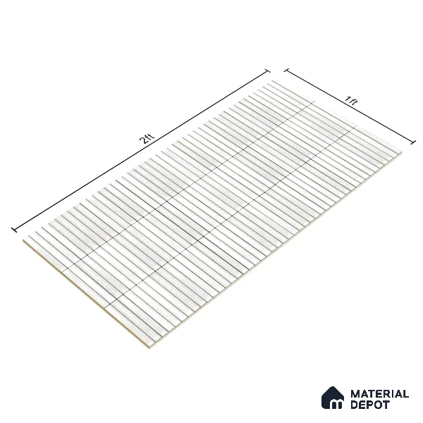 Faux Subway Wall Tile TL 04691 B Vertiline Kitkat Solara Smoke White 2 ft x 1 ft Ceramic Glossy Finish - 9 mm | Suitable For Kitchen, Bathroom Walls and Backsplashes | Please Expect a Slight Variation of Pattern