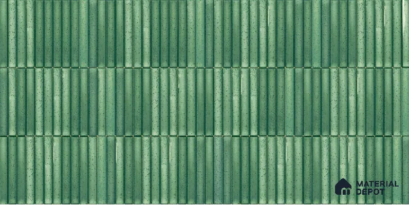 Faux Subway Wall Tile TL 04691 C Vertiline Kitkat Solara Loft Green 2 ft x 1 ft Ceramic Glossy Finish - 9 mm | Suitable For Kitchen, Bathroom Walls and Backsplashes | Please Expect a Slight Variation of Pattern