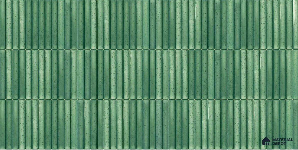 Faux Subway Wall Tile TL 04691 C Vertiline Kitkat Solara Loft Green 2 ft x 1 ft Ceramic Glossy Finish - 9 mm | Suitable For Kitchen, Bathroom Walls and Backsplashes | Please Expect a Slight Variation of Pattern