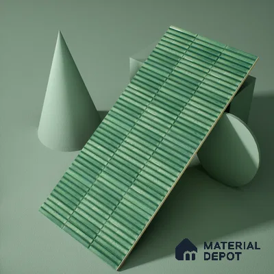 Faux Subway Wall Tile TL 04691 C Vertiline Kitkat Solara Loft Green 2 ft x 1 ft Ceramic Glossy Finish - 9 mm | Suitable For Kitchen, Bathroom Walls and Backsplashes | Please Expect a Slight Variation of Pattern