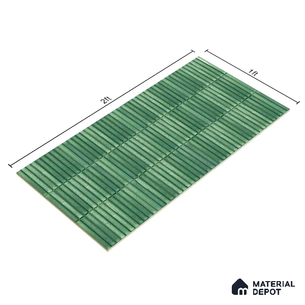 Faux Subway Wall Tile TL 04691 C Vertiline Kitkat Solara Loft Green 2 ft x 1 ft Ceramic Glossy Finish - 9 mm | Suitable For Kitchen, Bathroom Walls and Backsplashes | Please Expect a Slight Variation of Pattern