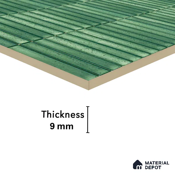 Faux Subway Wall Tile TL 04691 C Vertiline Kitkat Solara Loft Green 2 ft x 1 ft Ceramic Glossy Finish - 9 mm | Suitable For Kitchen, Bathroom Walls and Backsplashes | Please Expect a Slight Variation of Pattern