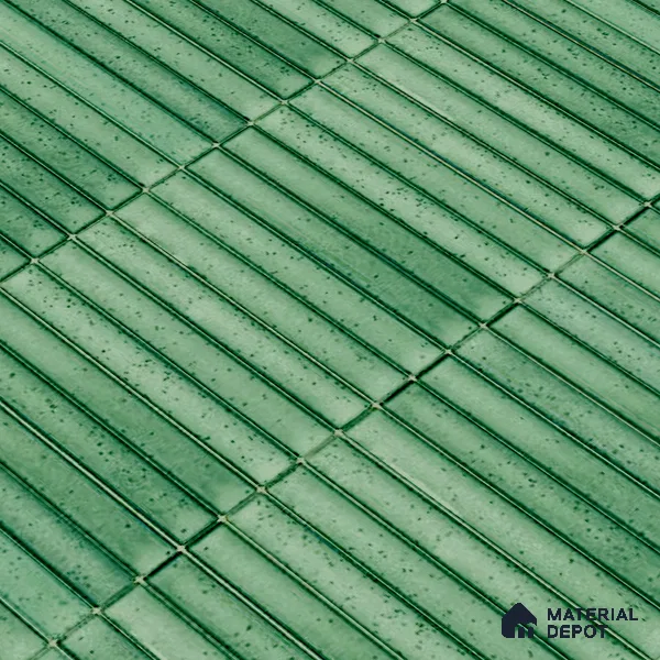 Faux Subway Wall Tile TL 04691 C Vertiline Kitkat Solara Loft Green 2 ft x 1 ft Ceramic Glossy Finish - 9 mm | Suitable For Kitchen, Bathroom Walls and Backsplashes | Please Expect a Slight Variation of Pattern