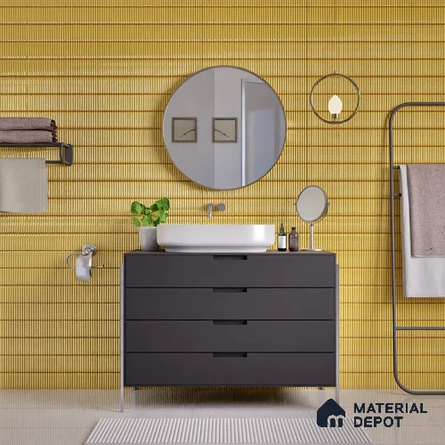 Faux Subway Wall Tile TL 04691 D Vertiline Kitkat Solara Charlotte Beige 2 ft x 1 ft Ceramic Glossy Finish - 9 mm | Suitable For Kitchen, Bathroom Walls and Backsplashes | Please Expect a Slight Variation of Pattern
