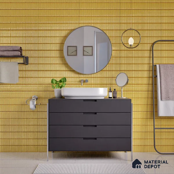 Faux Subway Wall Tile TL 04691 D Vertiline Kitkat Solara Charlotte Beige 2 ft x 1 ft Ceramic Glossy Finish - 9 mm | Suitable For Kitchen, Bathroom Walls and Backsplashes | Please Expect a Slight Variation of Pattern