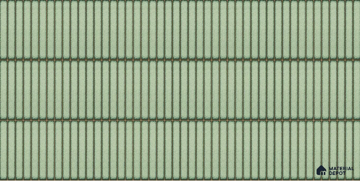 Faux Subway Wall Tile TL 04691 E Vertiline Kitkat Solara Olive Green 2 ft x 1 ft Ceramic Glossy Finish - 9 mm | Suitable For Kitchen, Bathroom Walls and Backsplashes | Please Expect a Slight Variation of Pattern