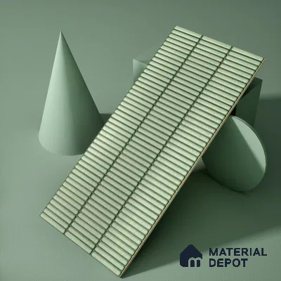 Faux Subway Wall Tile TL 04691 E Vertiline Kitkat Solara Olive Green 2 ft x 1 ft Ceramic Glossy Finish - 9 mm | Suitable For Kitchen, Bathroom Walls and Backsplashes | Please Expect a Slight Variation of Pattern