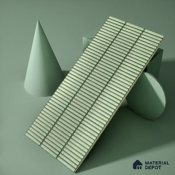 Faux Subway Wall Tile TL 04691 E Vertiline Kitkat Solara Olive Green 2 ft x 1 ft Ceramic Glossy Finish - 9 mm | Suitable For Kitchen, Bathroom Walls and Backsplashes | Please Expect a Slight Variation of Pattern