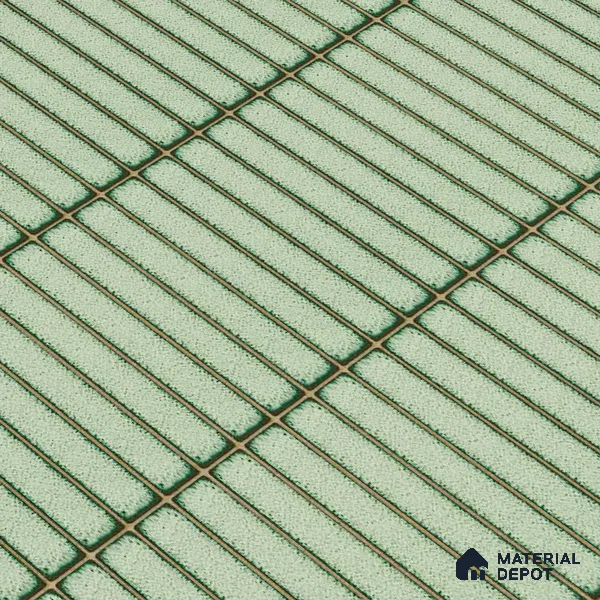 Faux Subway Wall Tile TL 04691 E Vertiline Kitkat Solara Olive Green 2 ft x 1 ft Ceramic Glossy Finish - 9 mm | Suitable For Kitchen, Bathroom Walls and Backsplashes | Please Expect a Slight Variation of Pattern