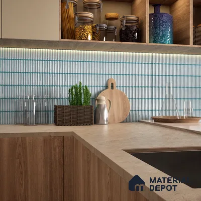 Faux Subway Wall Tile TL 04691 F Vertiline Kitkat Solara Bright Blue 2 ft x 1 ft Ceramic Glossy Finish - 9 mm | Suitable For Kitchen, Bathroom Walls and Backsplashes | Please Expect a Slight Variation of Pattern