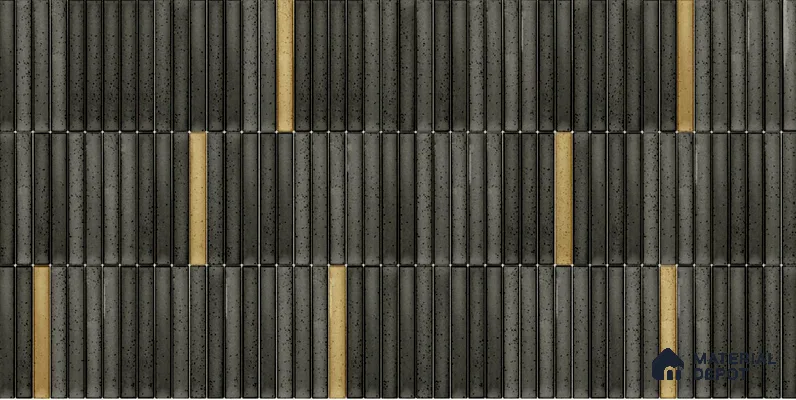 Faux Subway Wall Tile TL 04691 Vertiline Kitkat Solara Space Mixed Black 2 ft x 1 ft Ceramic Glossy Finish - 9 mm | Suitable For Kitchen, Bathroom Walls and Backsplashes | Please Expect a Slight Variation of Pattern